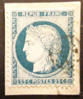 CERES No 60 , 25 C Bleu Obl Cachet De Facteur , Sur Fragment TB - 1871-1875 Cérès