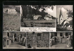 AK St. Peter Im Holz, Gasthof Gritschacher, Blick Zum Ort, Kirche, Fresken, Mosaike, Zwei Innenansichten  - Other & Unclassified