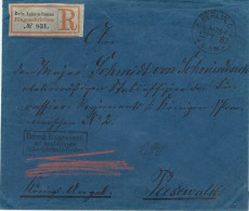 1887 Germany Registered Stampless To Pasewalk - Andere & Zonder Classificatie