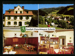 AK Möderbrugg / Steiermark, Gasthof-Fleischhauerei Scherkl, Ortsansicht Aus Der Vogelschau  - Other & Unclassified