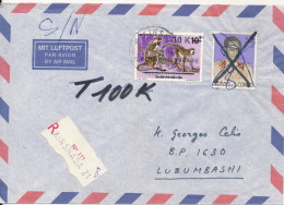 CONGO KIN ZAIRE MONKEYS ON REGISTERED COVER FROM KI. TO LUBUMBASHI - Lettres & Documents