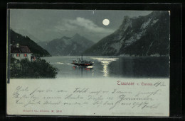 AK Ebensee, Blick Vom Ort Auf Den Traunsee, Dampfer  - Other & Unclassified