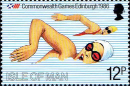 Man Poste N** Yv:293/296 Jeux Du Commonwearlth Edimbourg (Thème) - Nuoto