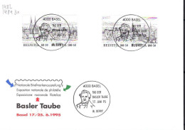 Suisse Poste Obl Yv:1482-84-84-85 Tag Der Basler Taube'95 (TB Cachet à Date) 17 Juin 95 - Briefe U. Dokumente