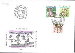Suisse Poste Obl Yv:1491/1493 Animaux VI Bern 28-11-95 Fdc - FDC