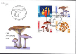 Suisse Poste Obl Yv:1464/1467 Pour La Jeunesse Champignons Bern 28-11-94 Fdc - FDC