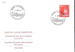 Suisse Poste Obl Yv:1439 Mi:1511 Pont De La Chapelle Tour De L'eau Lucerne Fdc Lüzern 7.9.93 - FDC