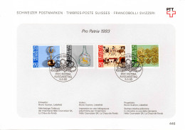 Suisse Poste Obl Yv:1430/1433 Pro Patria Art Populaire En Suisse 2.Serie Bern 5-5-93 Feuillet PTT Fdc - FDC