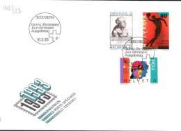 Suisse Poste Obl Yv:1421/1423 Commémorations Bern 16-3-93 Fdc - FDC