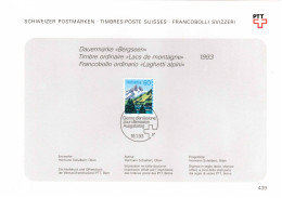 Suisse Poste Obl Yv:1418 Mi:1489 Lac De Tanay Bern 19-1-93 Feuillet PTT Fdc - FDC