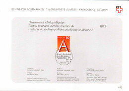 Suisse Poste Obl Yv:1417 Mi:1490 A Bern 19-1-93 Feuillet PTT Fdc - FDC