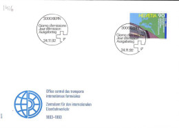 Suisse Poste Obl Yv:1416 Mi:1488 Transports Ferroviaires Bern 24-11-92 Fdc - FDC
