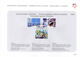 Suisse Poste Obl Yv:1403/1405 La Bande Dessinée Bern 22-5-92 Feuillet PTT Fdc - FDC