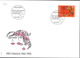 Suisse Poste Obl Yv:1396 Mi:1466 Pro Famila 1945-1992 Bern 24-3-92 Fdc - FDC