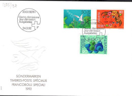 Suisse Poste Obl Yv:1395/1397 Commémorations Bern 24-3-92 Fdc - FDC