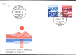 Suisse Poste Obl Yv:1387/1388 Paysages 1.Serie Bern 16-12-91 Fdc - FDC