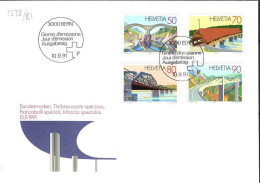 Suisse Poste Obl Yv:1378/1381 Ponts Bern 14-5-91 Fdc - FDC
