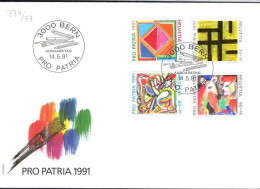 Suisse Poste Obl Yv:1374/1377 Pro Patria Tableaux Barth Federle Bossart Leuenberberger Bern 14-5-91 Fdc - FDC