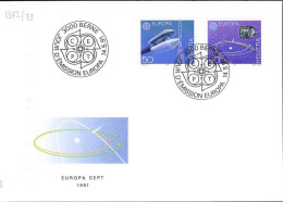 Suisse Poste Obl Yv:1372/1373 Europa L'Europe & L'espace Berne 14-5-91 Fdc - FDC