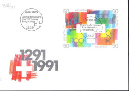 Suisse Poste Obl Yv:1368/1371 7.Centenaire De La Confédération Helvétique Bern 22-2-91 Fdc - FDC