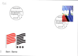 Suisse Poste Obl Yv:1366 Mi:1443 8.Centenaire De Berne Bern 22-2-91 Fdc - FDC