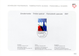 Suisse Poste Obl Yv:1366 Mi:1443 8.Centenaire De Berne Bern 22-2-91 Feuillet PTT Fdc - FDC