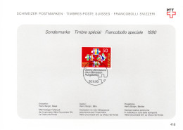 Suisse Poste Obl Yv:1363 Mi:1435 Recensement Bern 20-11-90 Feuillet PTT Fdc - FDC