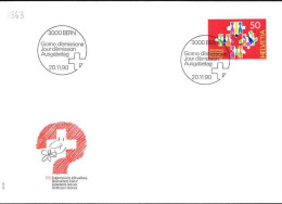 Suisse Poste Obl Yv:1363 Mi:1435 Recensement Bern 20-11-90 Fdc - FDC