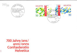 Suisse Poste Obl Yv:1353/1354 7.Centenaire De La Confédération Helvétique Geneve 5-9-90 Fdc - FDC
