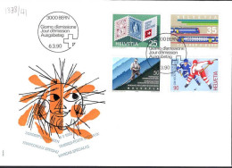 Suisse Poste Obl Yv:1338/1341 Commémorations Bern 6-3-90 Fdc - FDC