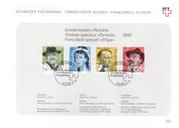 Suisse Poste Obl Yv:1349/1352 Poêtes & Peintres Bern 5-9-90 Feuillet PTT Fdc - FDC