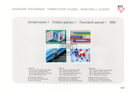 Suisse Poste Obl Yv:1338/1341 Commémorations Bern 6-3-90 Feuillet PTT Fdc - FDC