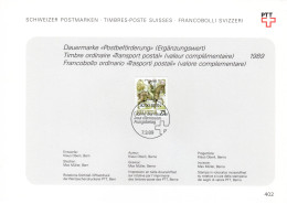 Suisse Poste Obl Yv:1313 Mi:1390 Messager à Cheval Bern 7-3-89 Feuillet PTT Fdc - FDC