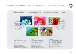 Suisse Poste Obl Yv:1293/1297 Commémorations Bern 8-3-88 Feuillet PTT Fdc - FDC