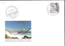 Suisse Poste Obl Yv:1267 Mi 1343A Jungfraujoch (TB Cachet à Date) 13-8-88 - Cartas & Documentos