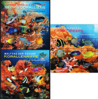 United Nations - New York/Geneva/Vienna - 2023 - World Oceans Day - Coral Reefs - Set Of 3 Mint Stamp Sheetlets - Gemeinschaftsausgaben New York/Genf/Wien