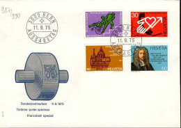 Suisse Poste Obl Yv: 987/990 Commémorations Bern 11-9-75 Fdc - FDC