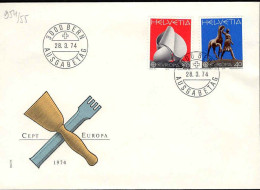 Suisse Poste Obl Yv: 954/955 Europa Cept Sculptures Bern 28-3-74 Fdc - FDC