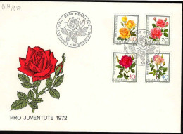 Suisse Poste Obl Yv: 914/917 Pro Juventute Roses (TB Cachet à Date) 1-12-72 - Covers & Documents