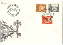 Suisse Poste Obl Yv: 918/920 Architecture & Travail Artisanal Bern 15-2-1973 Fdc - FDC