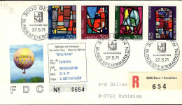 Suisse Poste Obl Yv: 878/881 Pro Patria Vitraux (TB Cachet à Date) Freiballon Flug - Lettres & Documents