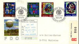 Suisse Poste Obl Yv: 857/860 Pro Patria Vitraux (TB Cachet à Date) Freiballon Fahrt - Briefe U. Dokumente