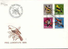 Suisse Poste Obl Yv: 846/849 Pro Juventute Oiseaux (TB Cachet à Date) 1-12-69 - Briefe U. Dokumente