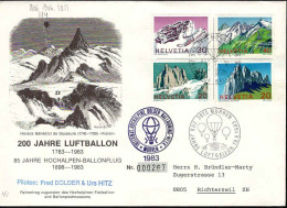 Suisse Poste Obl Yv: 838-884-906-1011) 200 Jahre Luftballon (TB Cachet à Date) 18.6.1983 - Brieven En Documenten