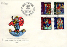 Suisse Poste Obl Yv: 834/837 Pro Patria Vitraux (TB Cachet à Date) Fête Nationale 29-5-69 - Cartas & Documentos