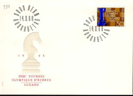 Suisse Poste Obl Yv: 804 Mi:872 XVIIIe Tournoi Olympique D'échecs Lugano Bern 14-3-68 Fdc - FDC