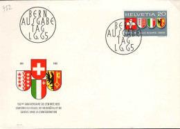 Suisse Poste Obl Yv: 752 Mi:819 Cantons De Valais Neuchatel Genève Bern 1-6-65 Fdc - FDC