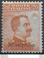 1921-22 Egeo Stampalia 20c. Arancio MNH Sassone N. 11 - Autres & Non Classés