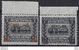 1916 Eritrea Palazzo Governo 2v. MNH Sass. N. 45/46 - Otros & Sin Clasificación