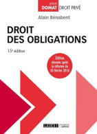 Droit Des Obligations 15ème Ed. (2016) De Alain Bénabent - Droit